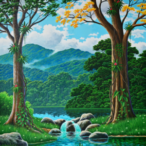 Pintura en técnica: acrílico sobre lienzo.