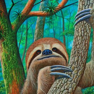 Vibrant depiction of a sloth in nature
