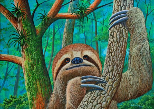 Vibrant depiction of a sloth in nature
