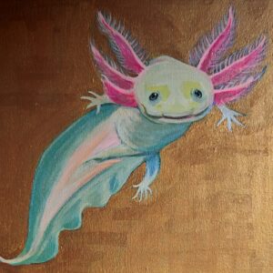 Representación artística del espécimen de Ajolote realizada por la Artista Visual, Deirdre Hyde